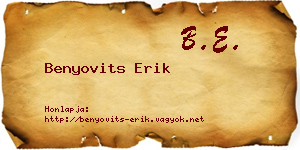 Benyovits Erik névjegykártya